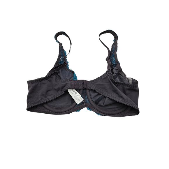 Curve Muse Womens Sz 38B Unlined T Shirt Bra Black Blue Lace Trim Sexy - Picture 3 of 5